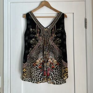 Camilla embellished silk tank top. Size medium
